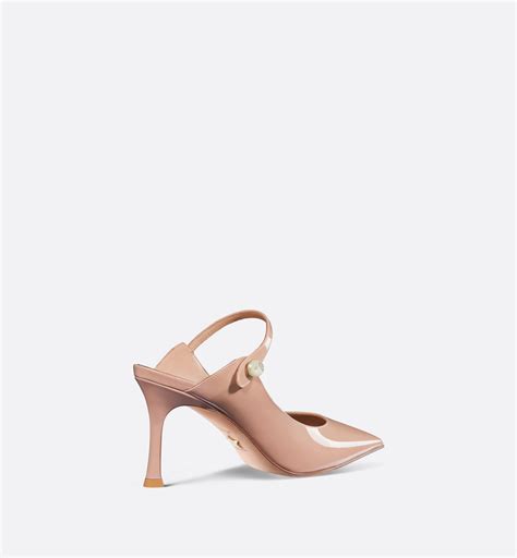 dior heeled mule|Jolie Dior Heeled Mule Nude Patent Calfskin.